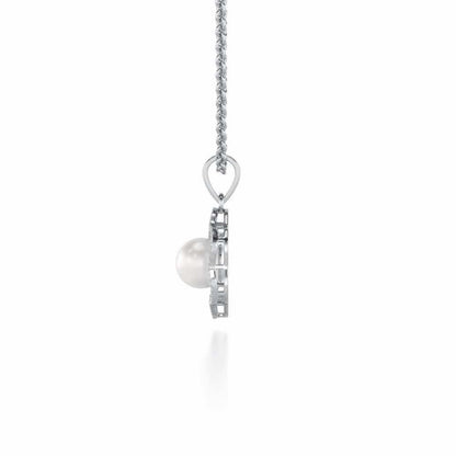 Little Shine Silver Pearl Pendant - White Gold - Image 4