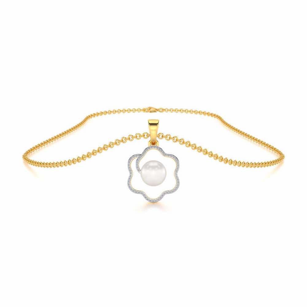 Little Shine Silver Pearl Pendant - Yellow Gold - Image 3