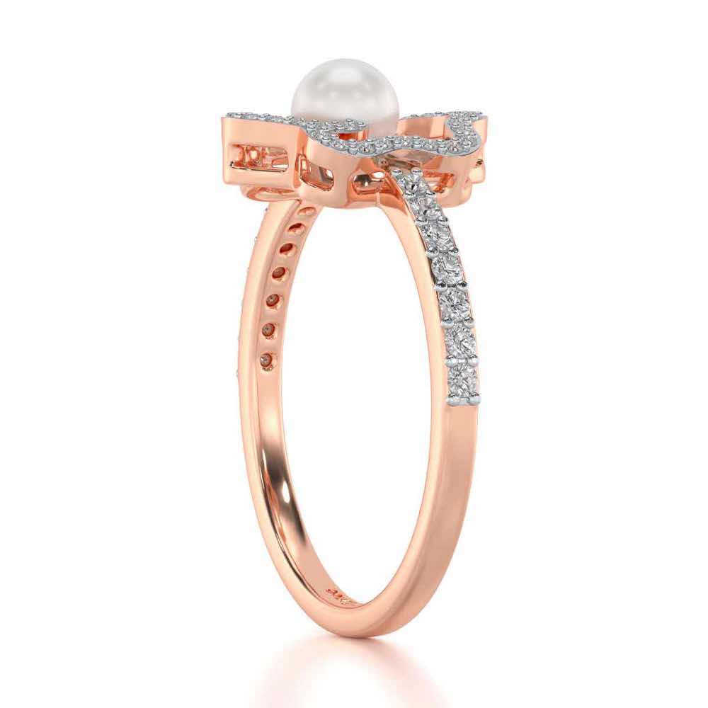 Little Shine Silver Pearl Ring - Rose Gold - Image 3