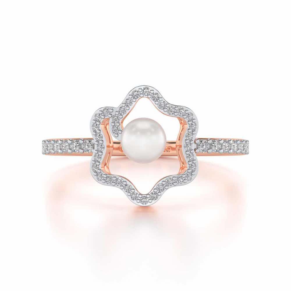 Little Shine Silver Pearl Ring - Rose Gold - Image 4