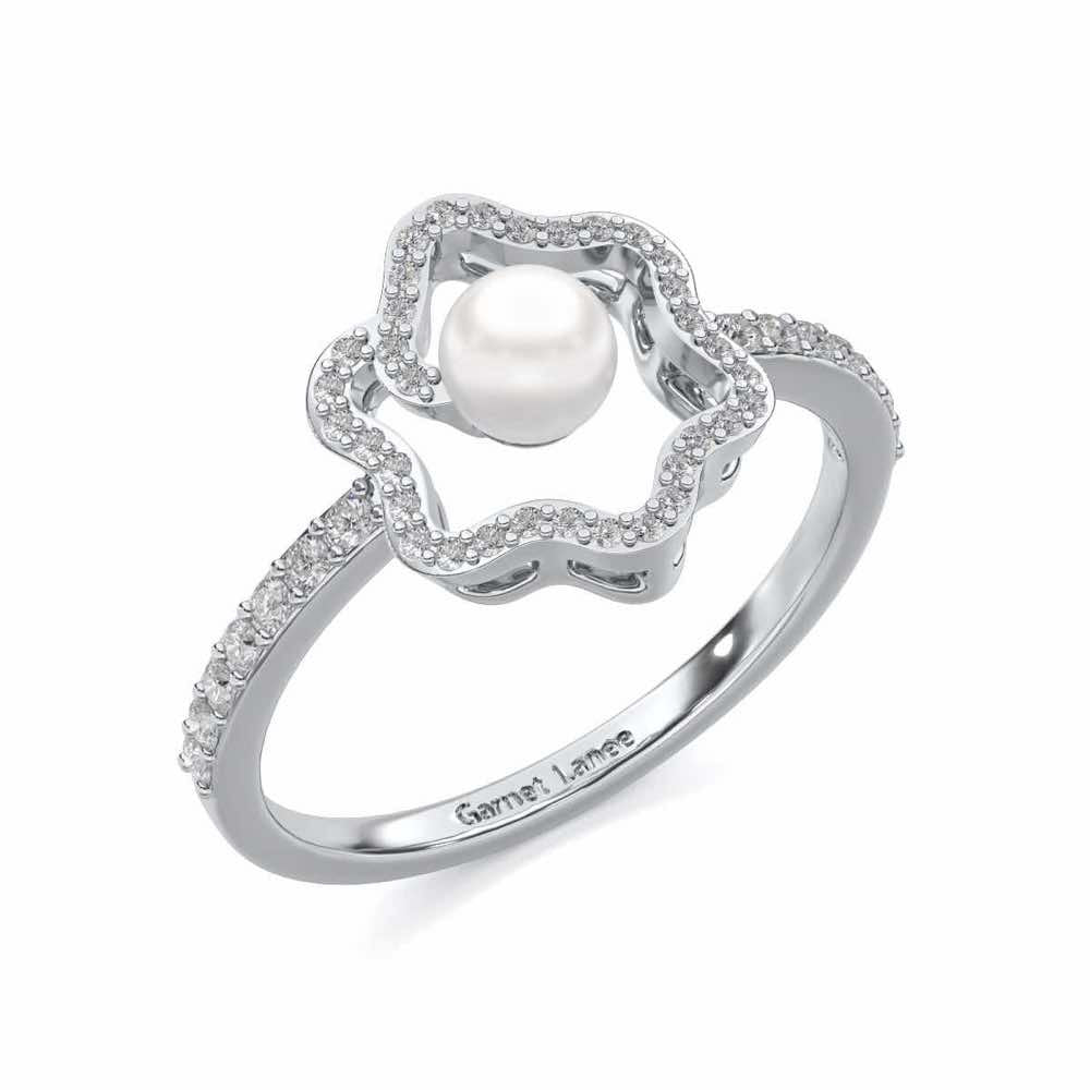 Little Shine Silver Pearl Ring - White Gold - Image 1