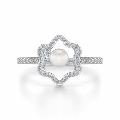 Little Shine Silver Pearl Ring - White Gold - Image 4