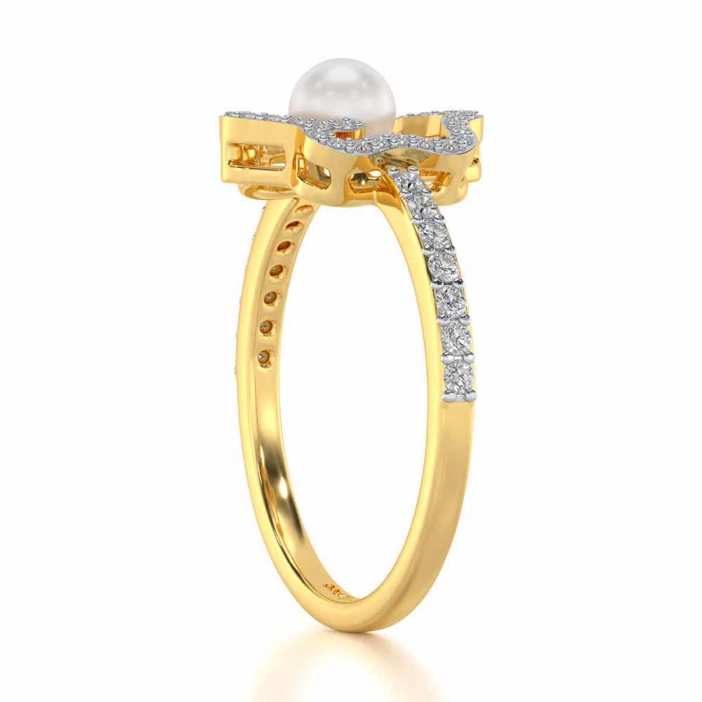 Little Shine Silver Pearl Ring - Yellow Gold - Image 3
