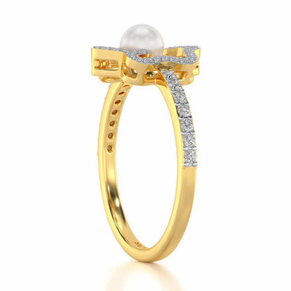 Little Shine Silver Pearl Ring - Yellow Gold - Image 3