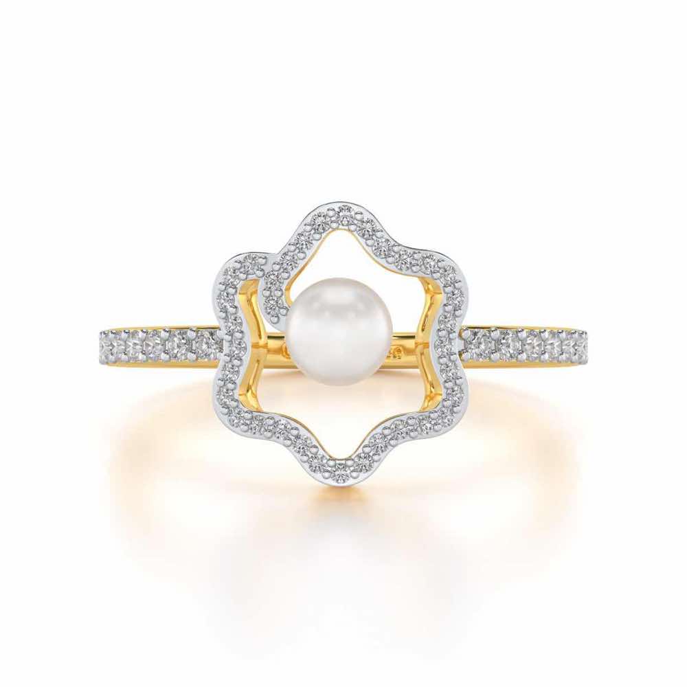 Little Shine Silver Pearl Ring - Yellow Gold - Image 4