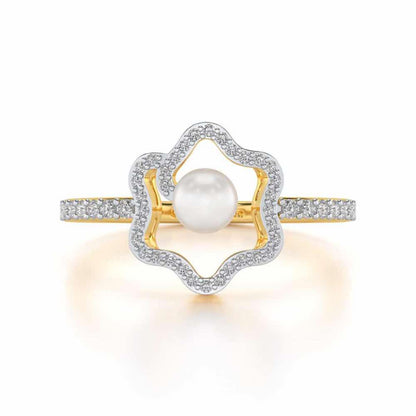 Little Shine Silver Pearl Ring - Yellow Gold - Image 4