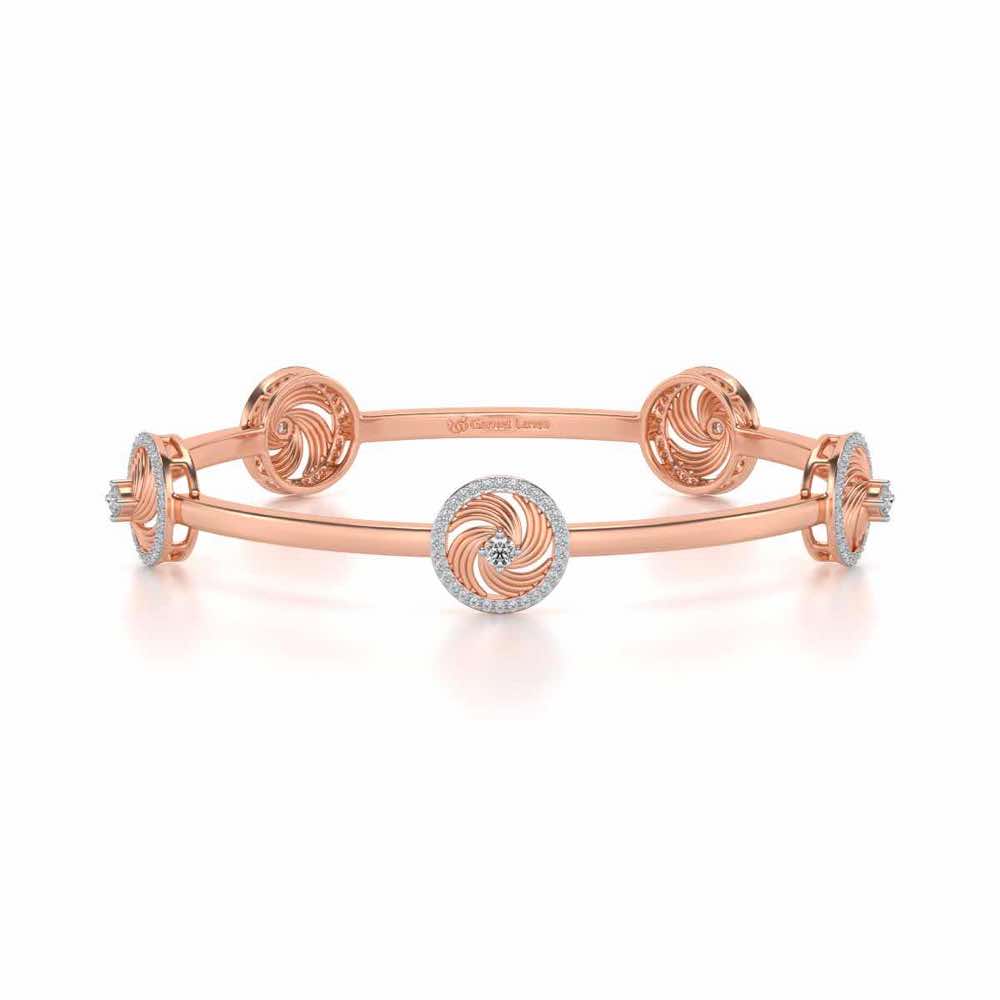 Little Swirls Silver Bangles - Rose Gold - Image 5