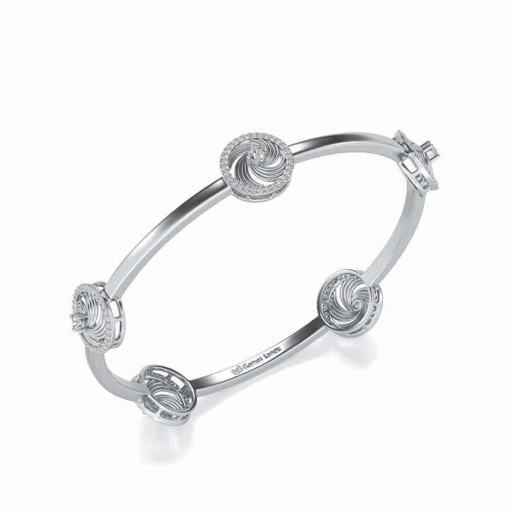 Little Swirls Silver Bangles - White Gold - Image 1