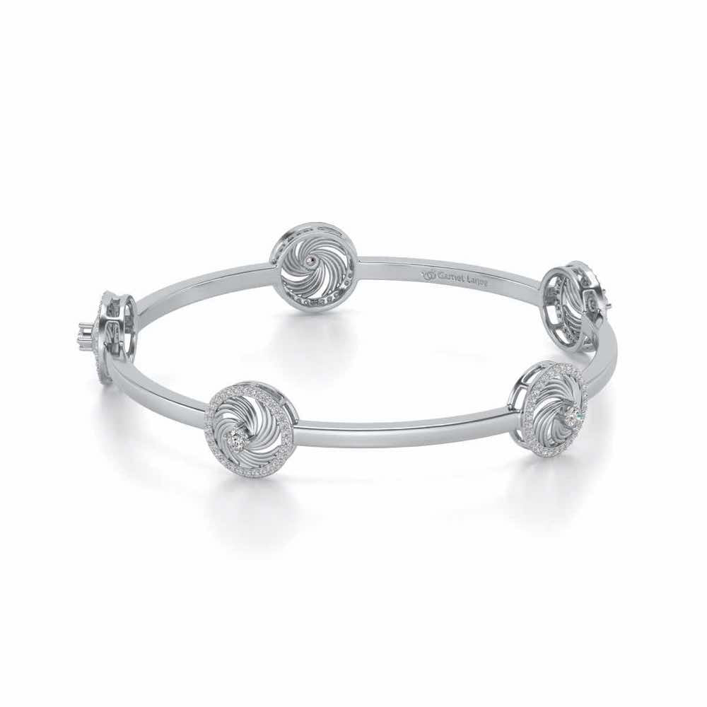Little Swirls Silver Bangles - White Gold - Image 2