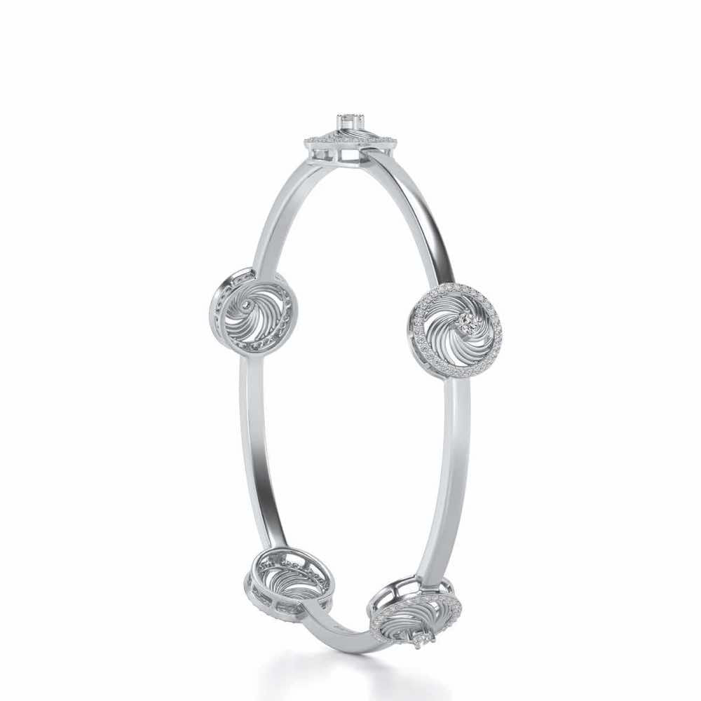 Little Swirls Silver Bangles - White Gold - Image 3