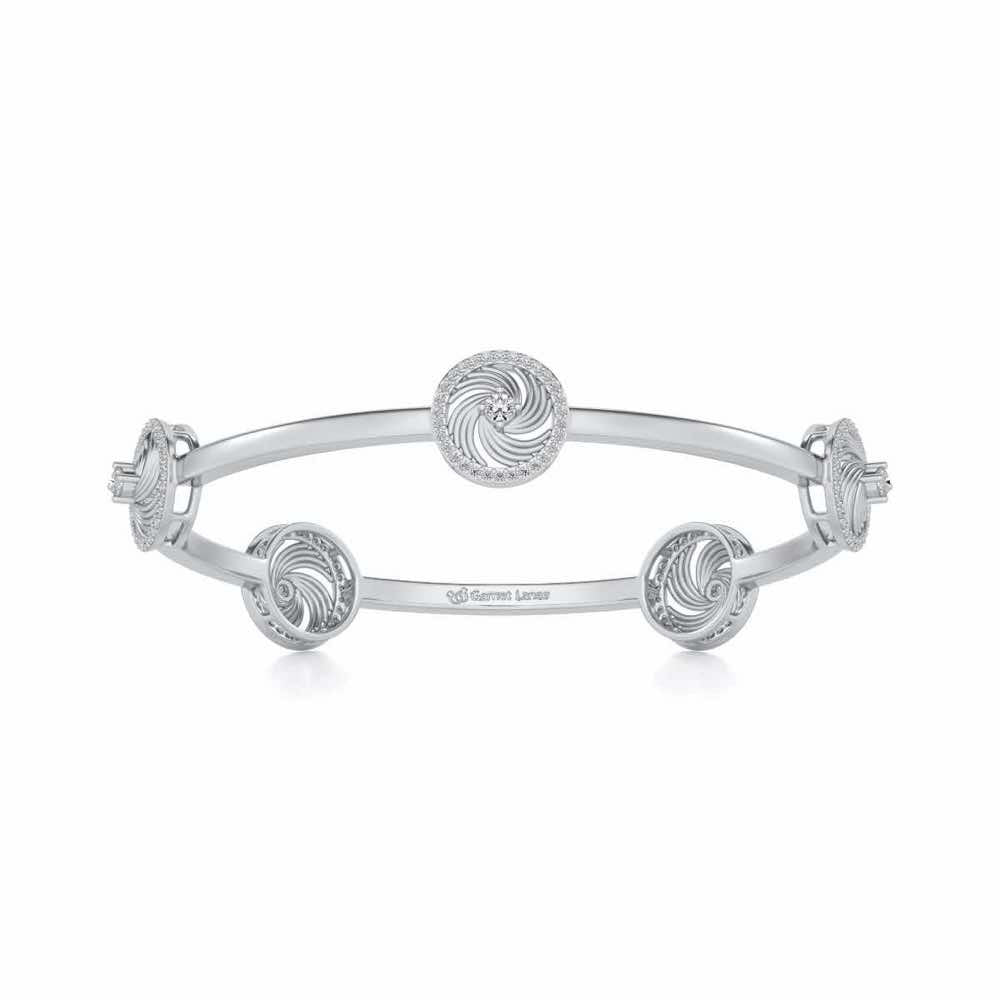 Little Swirls Silver Bangles - White Gold - Image 4