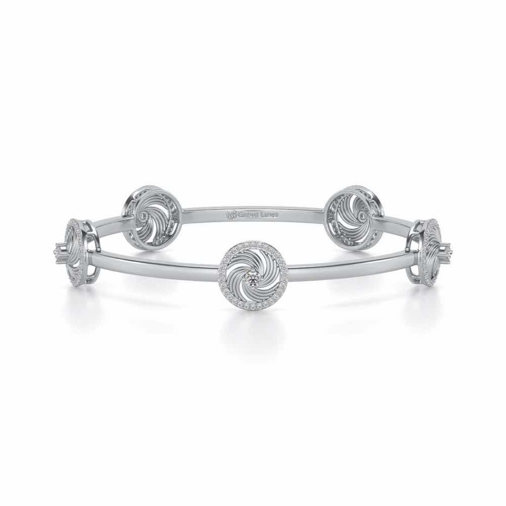 Little Swirls Silver Bangles - White Gold - Image 5