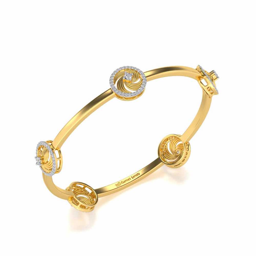 Little Swirls Silver Bangles - Yellow Gold - Image 1