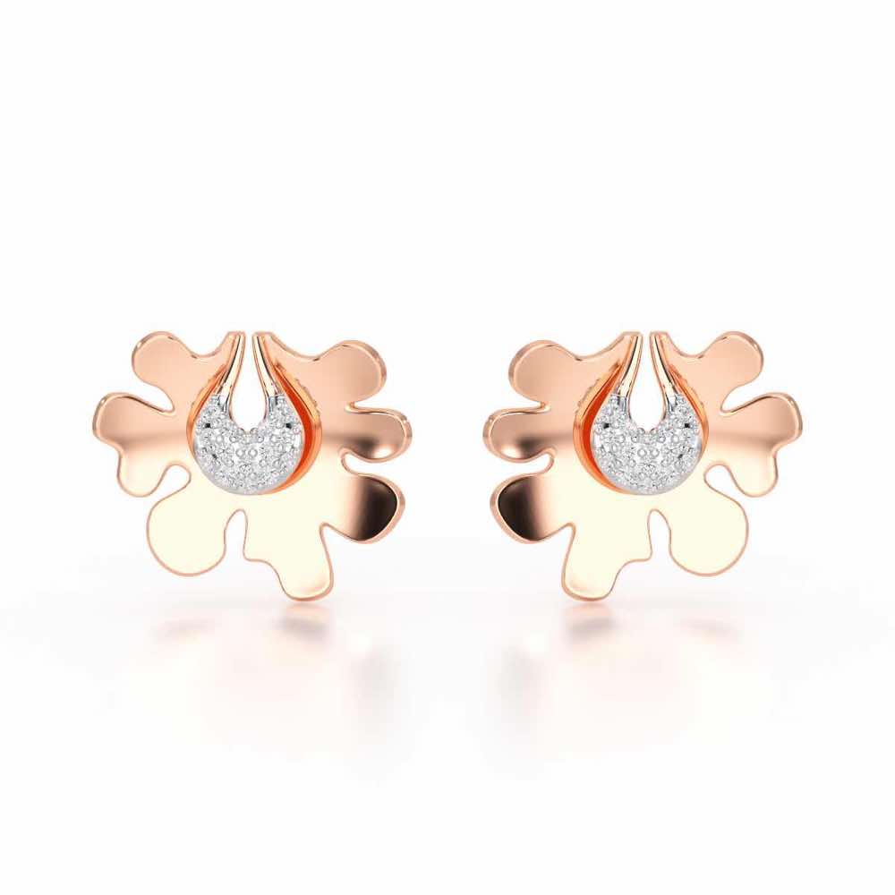 Little Wonder Silver Stud Earrings - Rose Gold - Image 1