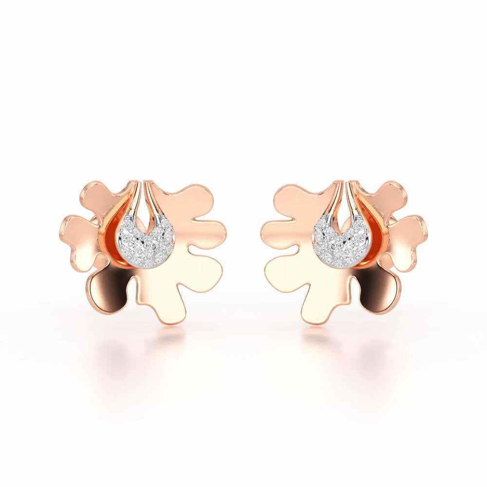 Little Wonder Silver Stud Earrings - Rose Gold - Image 2