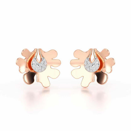Little Wonder Silver Stud Earrings - Rose Gold - Image 2