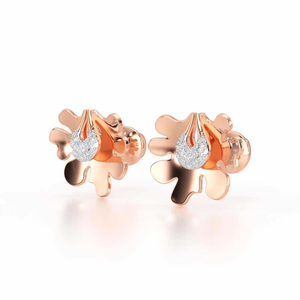 Little Wonder Silver Stud Earrings - Rose Gold - Image 3