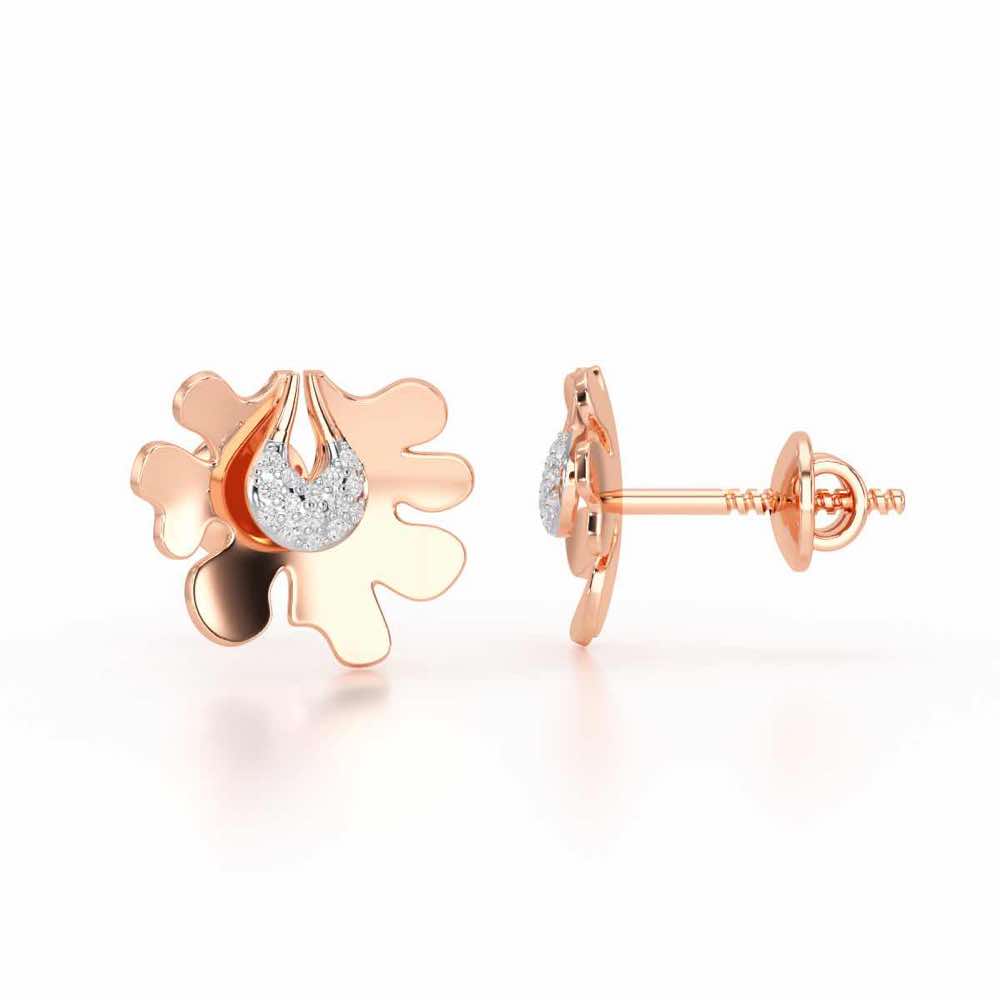Little Wonder Silver Stud Earrings - Rose Gold - Image 4