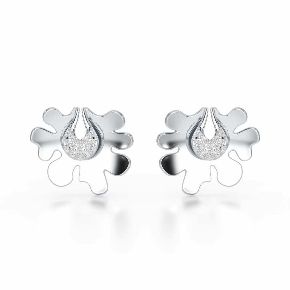 Little Wonder Silver Stud Earrings - White Gold - Image 1