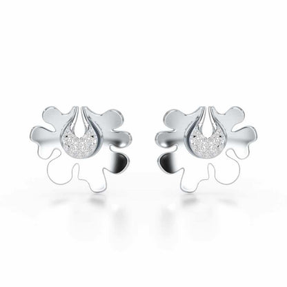 Little Wonder Silver Stud Earrings - White Gold - Image 1
