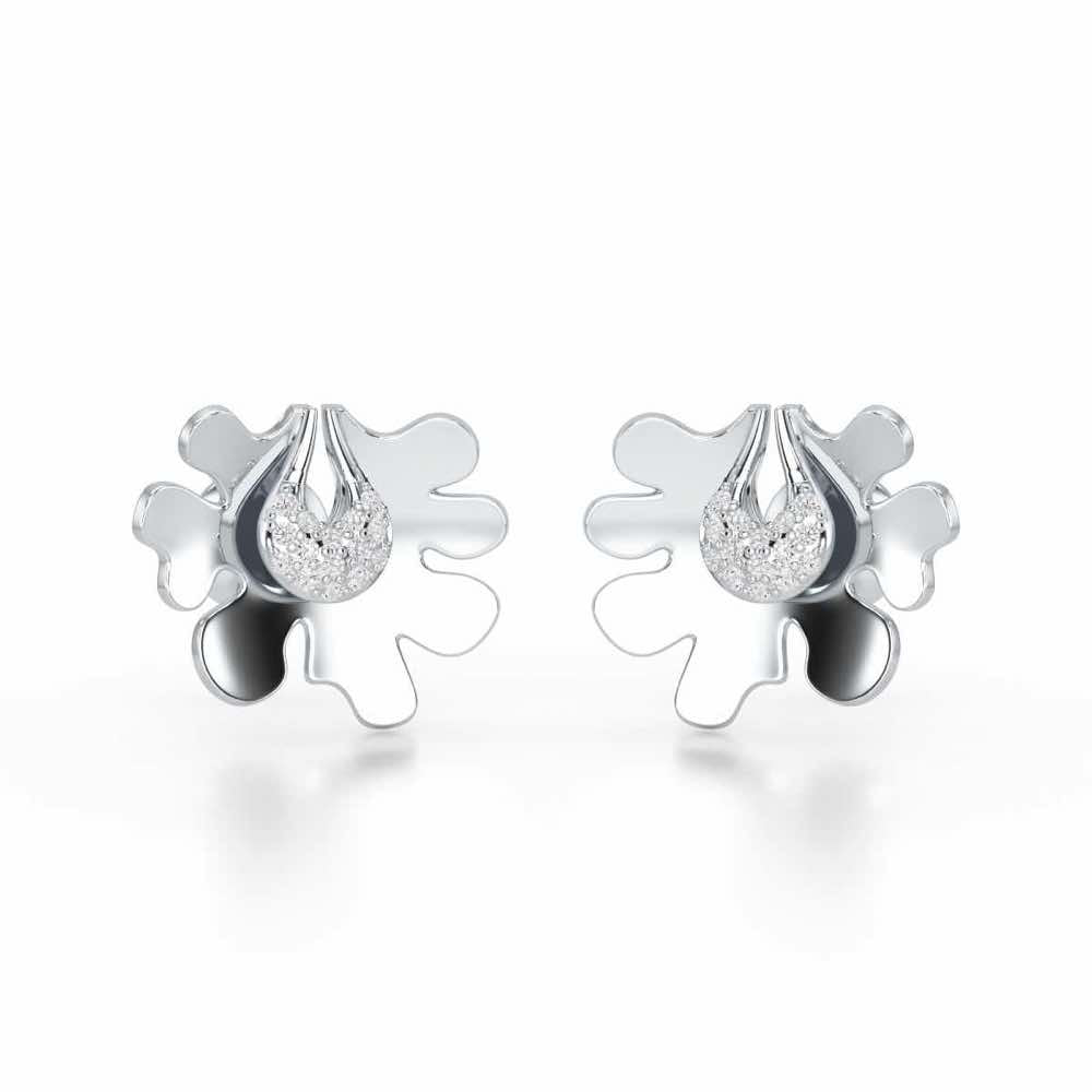 Little Wonder Silver Stud Earrings - White Gold - Image 2