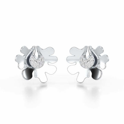 Little Wonder Silver Stud Earrings - White Gold - Image 2