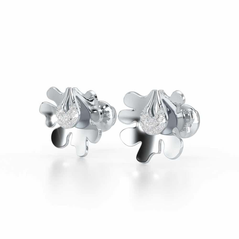 Little Wonder Silver Stud Earrings - White Gold - Image 3