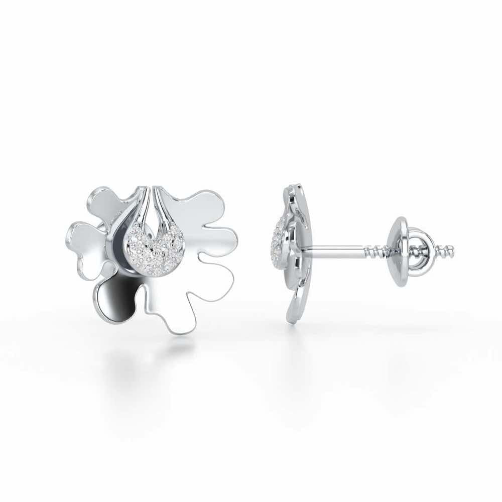 Little Wonder Silver Stud Earrings - White Gold - Image 4