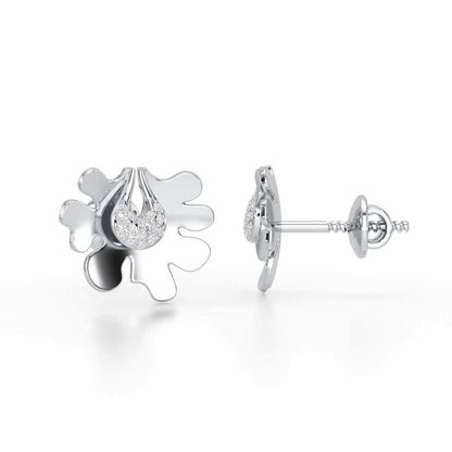 Little Wonder Silver Stud Earrings - White Gold - Image 4