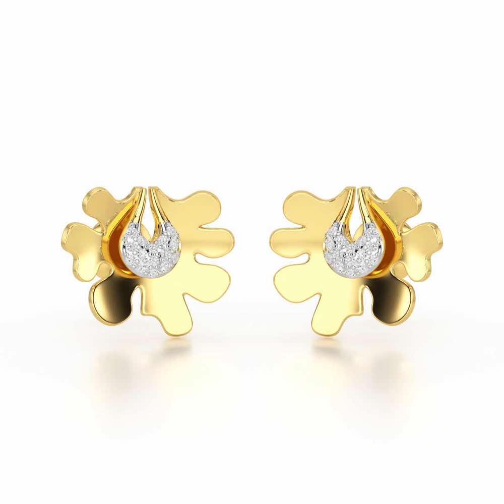 Little Wonder Silver Stud Earrings - Yellow Gold - Image 2