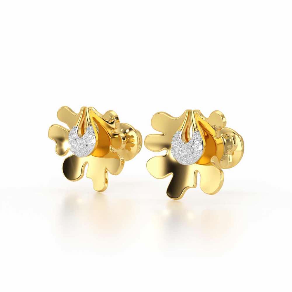 Little Wonder Silver Stud Earrings - Yellow Gold - Image 3