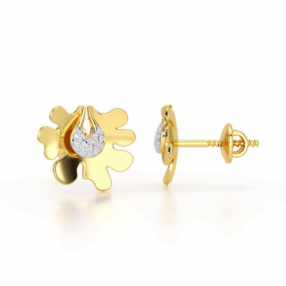 Little Wonder Silver Stud Earrings - Yellow Gold - Image 4