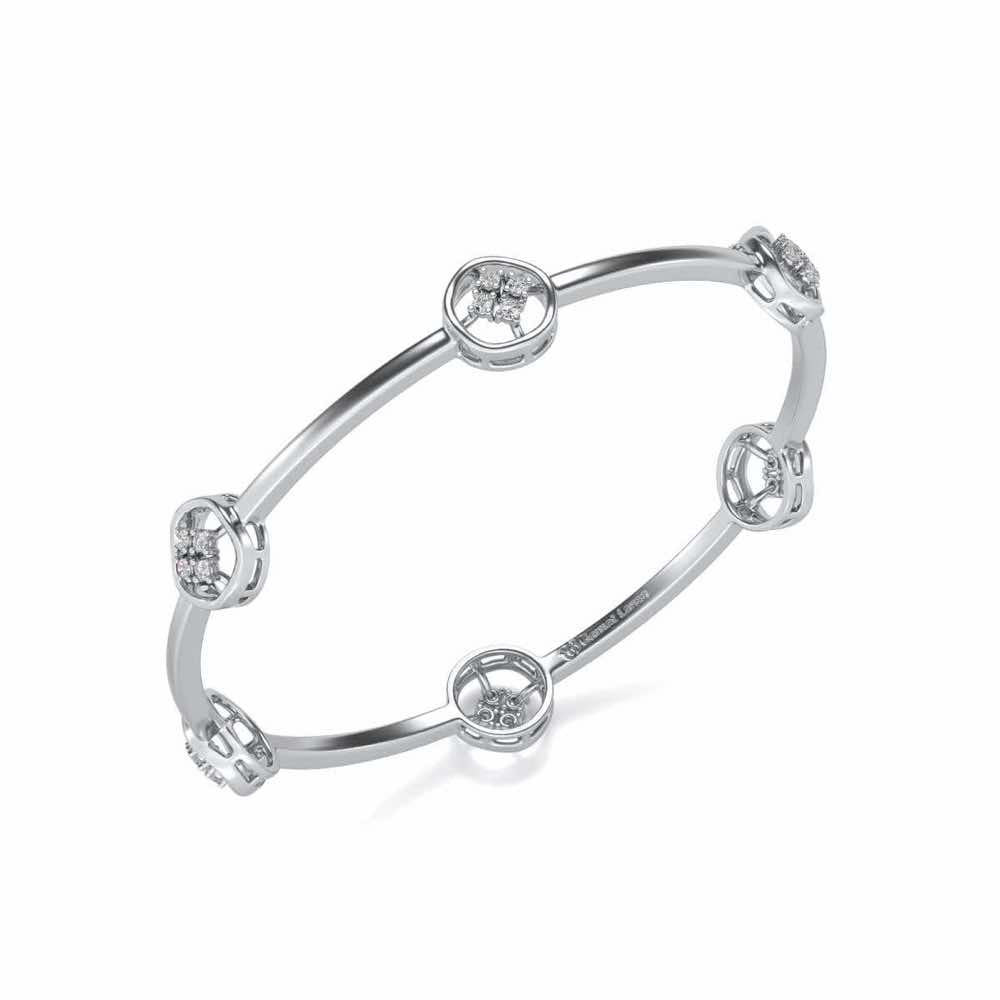 Live Shine Silver Bangles - White Gold - Image 1