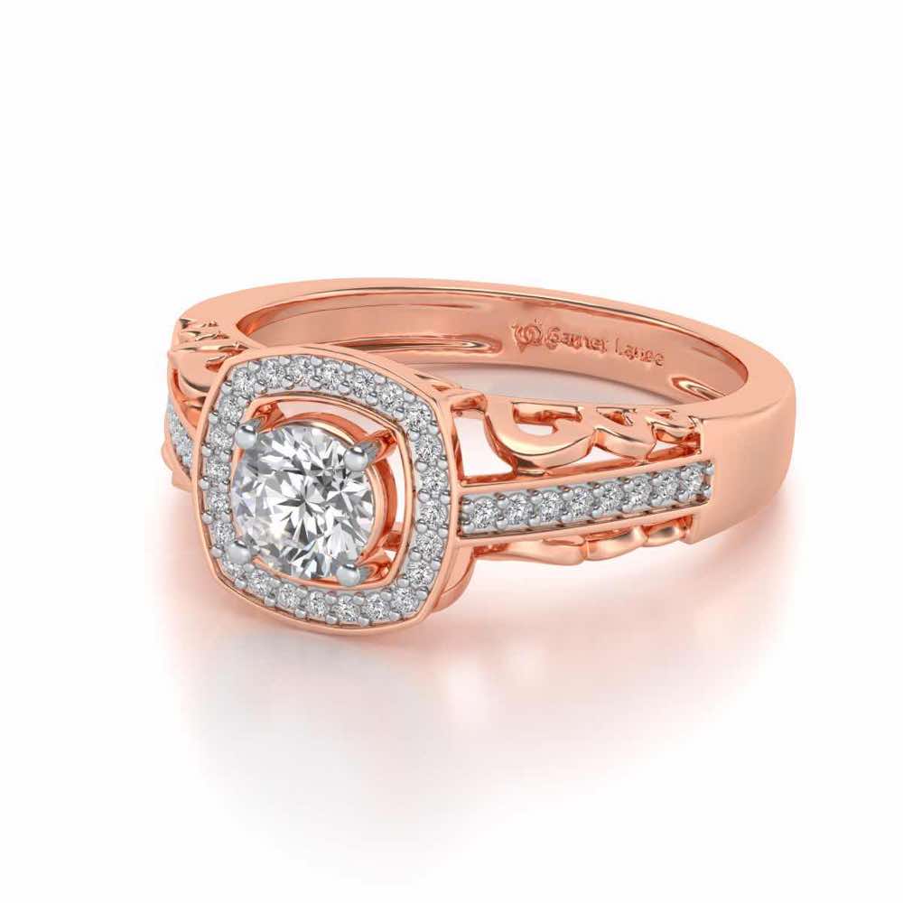 Lively Glow Solitaire Silver Ring - Rose Gold - Image 2