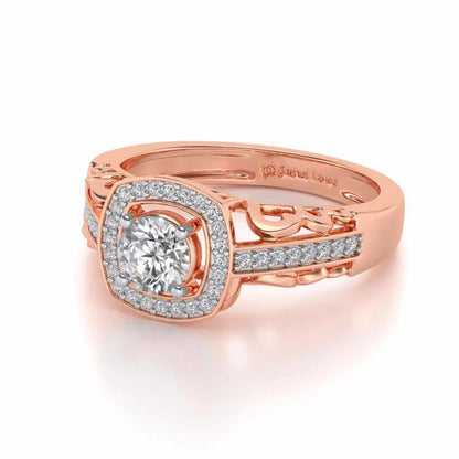 Lively Glow Solitaire Silver Ring - Rose Gold - Image 2