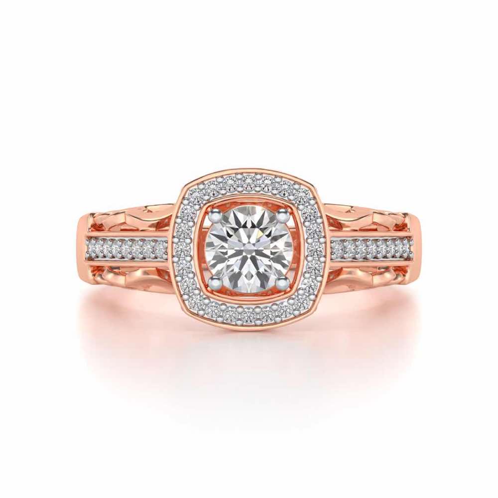 Lively Glow Solitaire Silver Ring - Rose Gold - Image 4