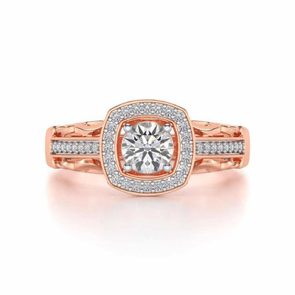Lively Glow Solitaire Silver Ring - Rose Gold - Image 4