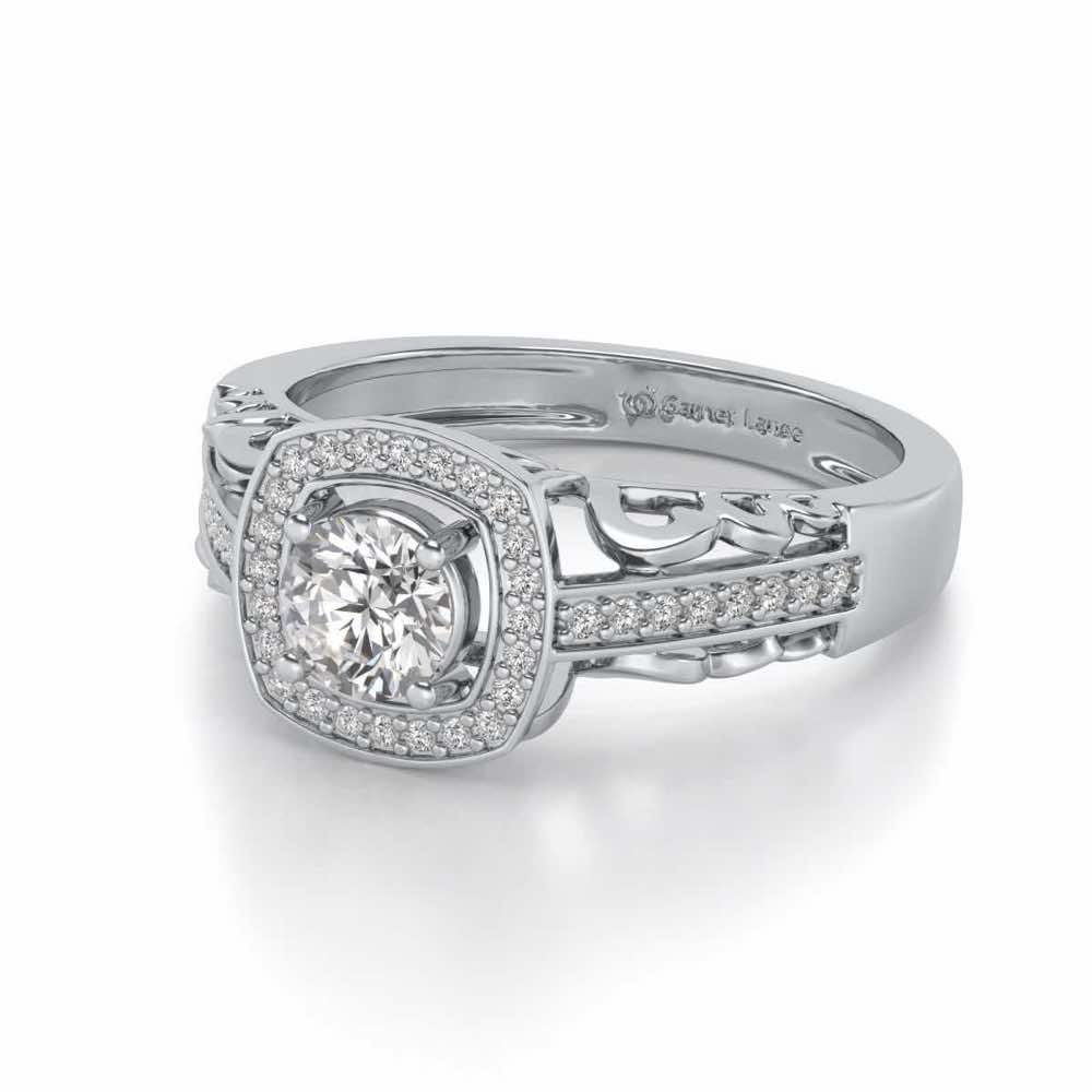 Lively Glow Solitaire Silver Ring - White Gold - Image 2