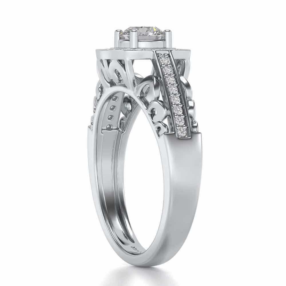 Lively Glow Solitaire Silver Ring - White Gold - Image 3