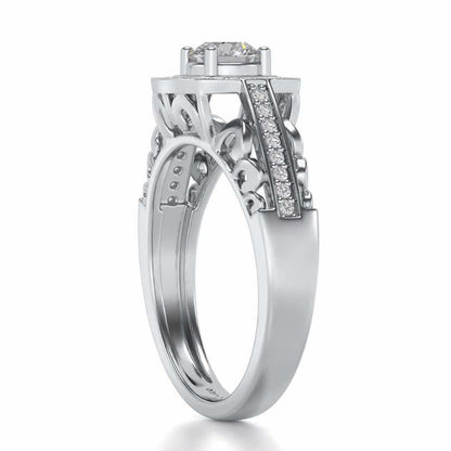 Lively Glow Solitaire Silver Ring - White Gold - Image 3