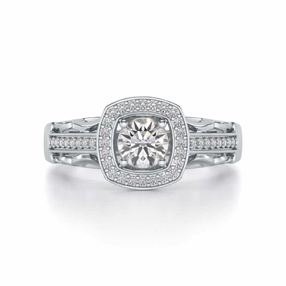 Lively Glow Solitaire Silver Ring - White Gold - Image 4