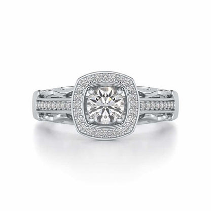 Lively Glow Solitaire Silver Ring - White Gold - Image 4