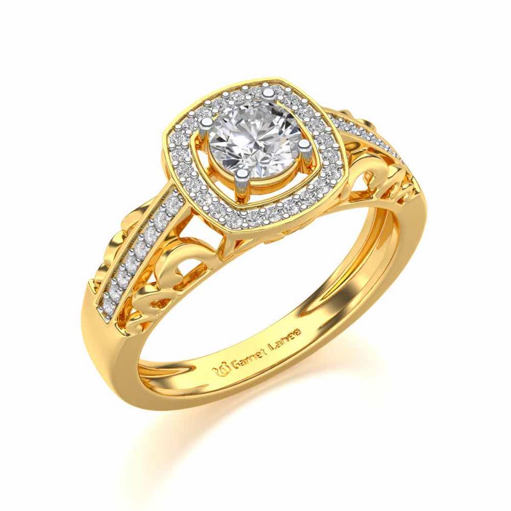 Lively Glow Solitaire Silver Ring - Yellow Gold - Image 1
