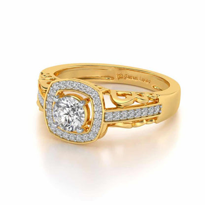 Lively Glow Solitaire Silver Ring - Yellow Gold - Image 2