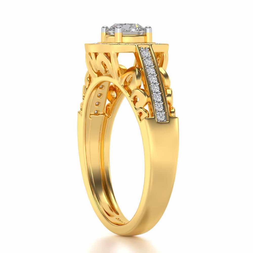 Lively Glow Solitaire Silver Ring - Yellow Gold - Image 3