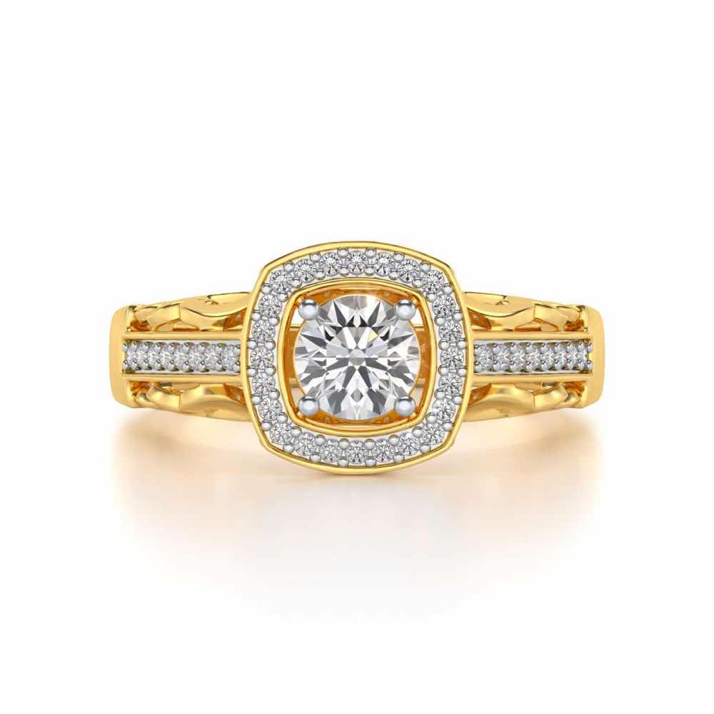 Lively Glow Solitaire Silver Ring - Yellow Gold - Image 4