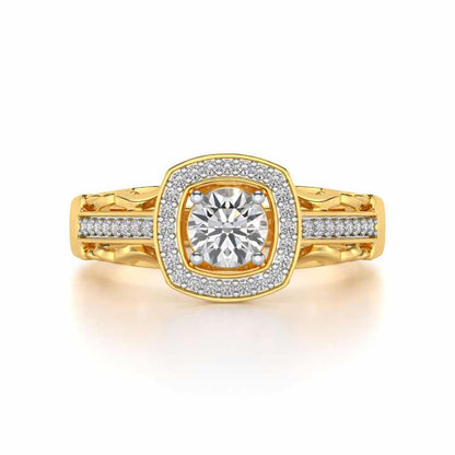 Lively Glow Solitaire Silver Ring - Yellow Gold - Image 4