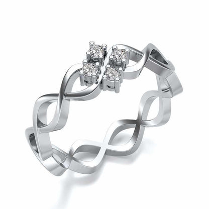 Locked DNA Silver Ring - White Gold - Image 1