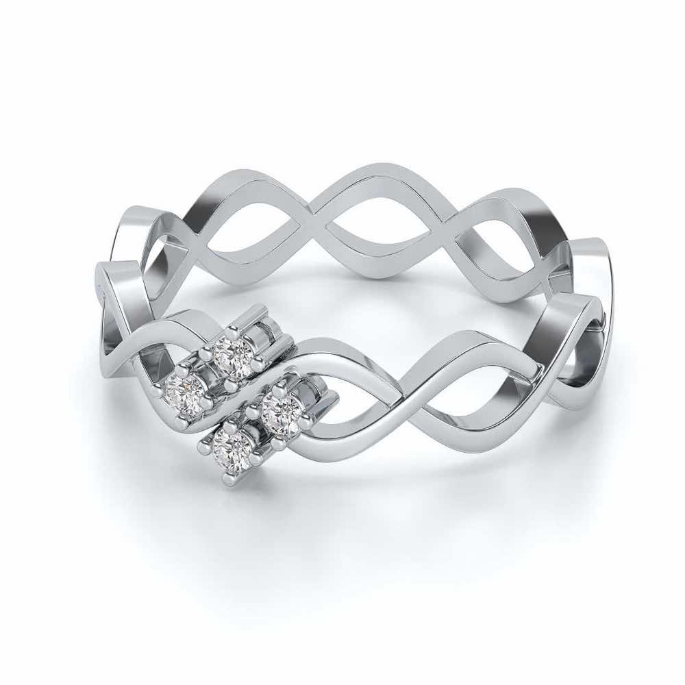 Locked DNA Silver Ring - White Gold - Image 2