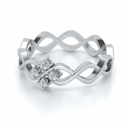 Locked DNA Silver Ring - White Gold - Image 2